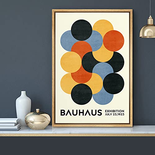 MUDECOR Framed Canvas Print Wall Art Geometric Colorful Circle Bauhaus Polygon Abstract Shapes Illustrations Fine Art Mid-Century Modern Multicolor for Living Room, Bedroom, Office - 24"" x36 Natural - color: A04-2306-irs09, size: 36"L x 24"W
