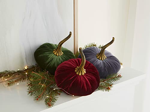 Your Heart's Content Burgundy 6.25 inch Velvet Pumpkin (Burgundy) - color: Burgundy