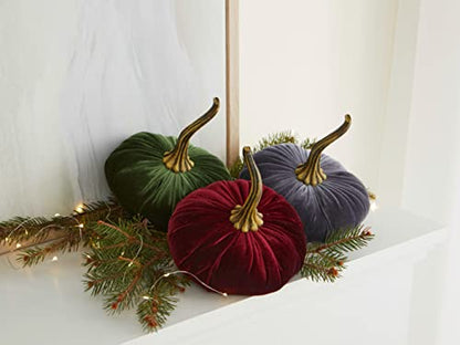 Your Heart's Content Burgundy 6.25 inch Velvet Pumpkin (Burgundy) - color: Burgundy
