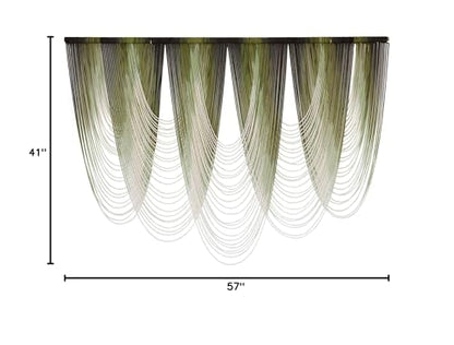 Macrame Wall Hanging Dip-Dyed Green Fiber Art Boho Wall Decor 57" W*41" L - color: Green