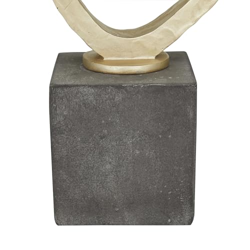Deco 79 Polystone Abstract Decorative Sculpture Link Home Decor Statue with Black Base, Accent Figurine 11" x 4" x 17", Gold - size: 11" x 4" x 17"