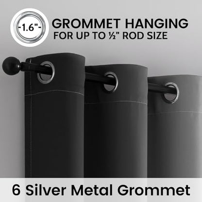 SimpleHome 100% Blackout Ombre Bedroom Curtains Black and Greyish White,63L - color: Black With Black Back, size: 42"W x 63"L (Pack of 2)