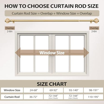 2 Pack Curtain Rods, 1 Inch Telescoping Drapery Rod 28 to 48 inch (2.3 to 4 ft), USFOOK Curtain Rods for Windows 16 to 44 Inches, Luxury Gold Translucent Finials - color: Luxury Gold, size: 28-48"(2 Pack)