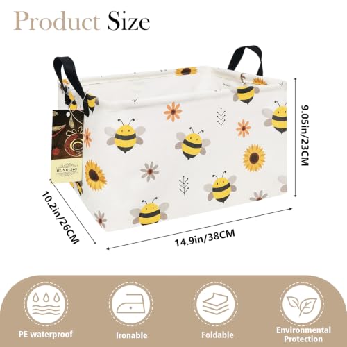 Rectangle Foldable Storage Basket Handles For Home, Bee - color: REC-Bee
