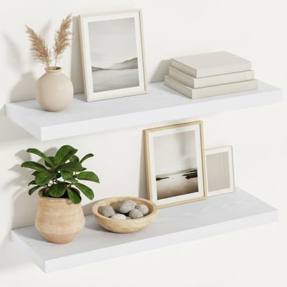 Vivelove 24 x 12 Floating Shelves 12 Deep, White, Set of 2 - color: White, size: 23.6”wx12”dx1.5”h