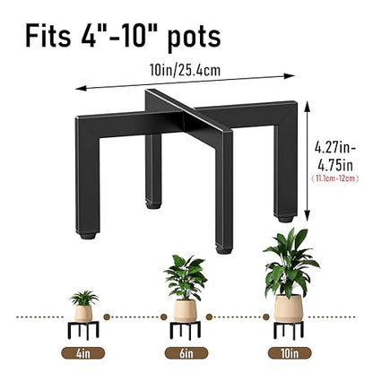 Metal Plant Stand Indoor Outdoor With Adjustable Feet, Black - size: 1 Pack - Small