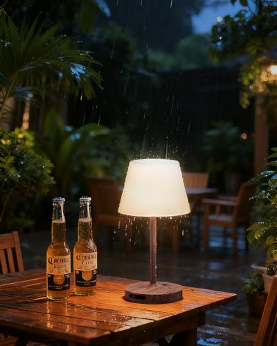 SAIWEYA Outdoor Waterproof Shower Lamp, 5200mAh Rechargeable Bathroom Lamp - color: Dark Walnut, size: 5200mAh