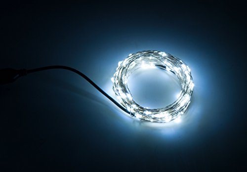 Karlling USB Plug in LED Fairy Lights,50 LED Bulbs 16 Ft Silver Wire Waterproof Starry String Lights for Bedroom Patio Garden Party Wedding Commercial Lighting (White) - color: White, size: 50 Leds