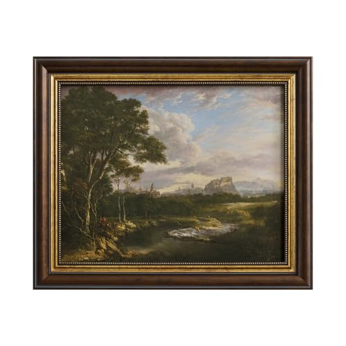 Small Framed Landscape Canvas Wall Art – Rustic Countryside River Scene - color: 07, size: 12"L x 10"W