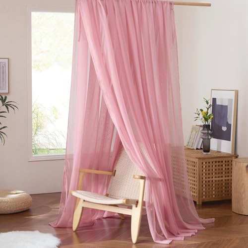 NICETOWN Pink Bed Canopies & Drapes for Kids Room, 1 Panel, W114xL180 - color: Pink, size: 114"W x 180"L (Pack of 1)