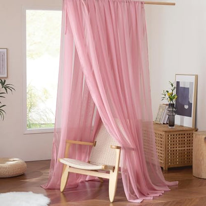 NICETOWN Pink Bed Canopies & Drapes for Kids Room, 1 Panel, W114xL180 - color: Pink, size: 114"W x 180"L (Pack of 1)