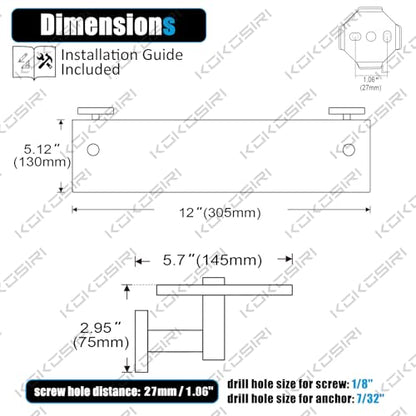 KOKOSIRI Wall Shelves Bathroom Hardware Glass Floating Shelf 12-Inch for Bedroom, Living Room, Kitchen, Hanging Rack Champagne Bronze B1105CPG-L12 - color: Champagne Bronze, size: 12-Inch