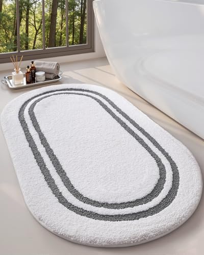 DEXI Oval Bath Mats for Bathroom Non Slip, 43x24 Bath Mat, Dark Grey - color: Dark Grey, size: 43" X 24" (Oval)
