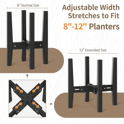 LASZOLA Plant Stand Flower Pot Holder Indoor Adjustable, Bamboo Black - color: 1 Pack Bamboo Black