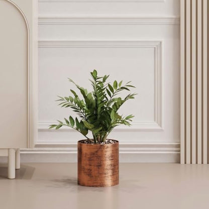 Antique Bronze Metal Plant Pot with Drainage Hole, 7'' Mid Century Modern Small Pot Indoor Outdoor Planters for Succulents, Flowers Gift Window Living Room, Plant Not Include (Antique Bronze) - color: Antique Bronze