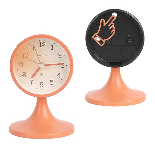 3" Round Quartz Analog Metal Alarm Clock Silent Non Ticking Desk Clock - color: Orange