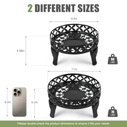 Round Plant Stand Indoor Outdoor, 2 Pack Metal Flower Pot Stand