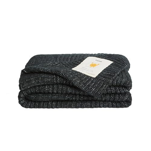 UnHide Melange Knit Blanket, Textured and Ultra-Soft Wool Throw Blanket - color: Night Owl, size: Melange Wool (60" x 80")