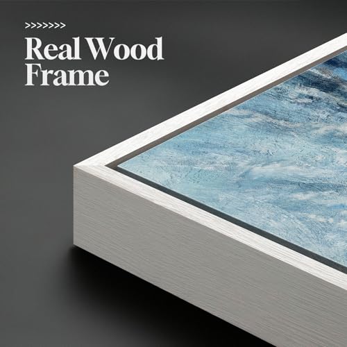 Extra Large Framed Blue Abstract Coastal Wall Art for Living Room, 36x72 In - color: Blue and Gold B, size: 72"L x 36"W