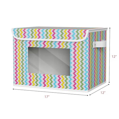 Univivi Fabric Foldable Storage Boxes with Lids, 4 Pack, Colorful - color: Colorful Ripple