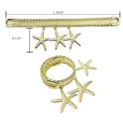4 Pack Metal Gold Starfish Curtain Holdbacks Adjustable Tie Back Curtain Holder for Bedroom Home Office