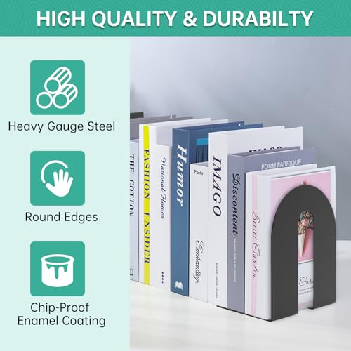Heavy Duty 10" Bookends, 1 Pair Black Bookend for Office, Home,Bookshelves - size: 2Pcs