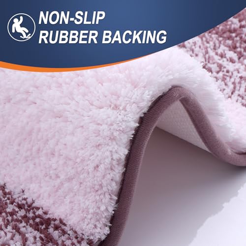 OLANLY Small Bathroom Rugs 24x16, Extra Soft Absorbent Microfiber Bath Rugs - color: Mauve, size: 24" X 16"