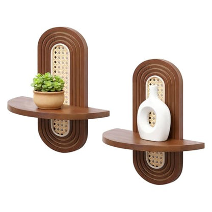 Floating Shelves for Wall, Set of 2 Arched Boho Wall Plant Holder