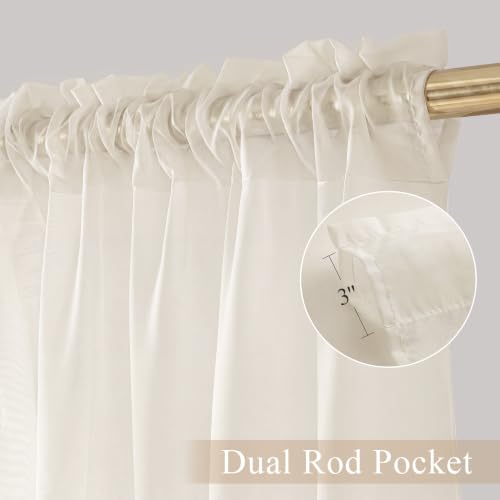 PONY DANCE 4 Panels Sheer Curtains 96 Inches Long, Beige, W 42" x L 96" - color: Beige, size: 42"W x 96"L (Pack of 4)