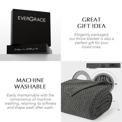 EVERGRACEHOME Chunky Chenille Knit Throw Blanket, 108x92, Charcoal Gray - color: Charcoal Gray, size: 108" X 92"