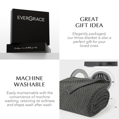 EVERGRACEHOME Chunky Chenille Knit Throw Blanket, 108x92, Charcoal Gray - color: Charcoal Gray, size: 108" X 92"