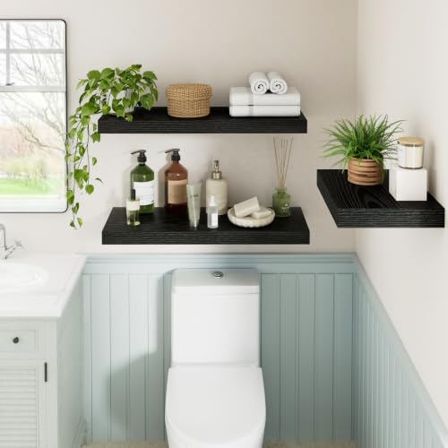 RICHFOCUS 24" Bathroom Floating Shelves for Wall 2Pack|Black - color: Black, size: 24"L x 11.6"D, Set of 2