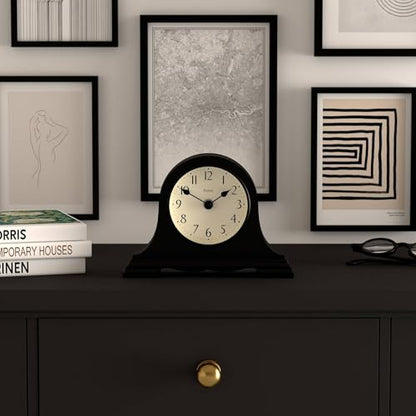 JONES CLOCKS® Speakeasy Small Mantel Clock | Napoleon’s hat Design | Black - color: Black