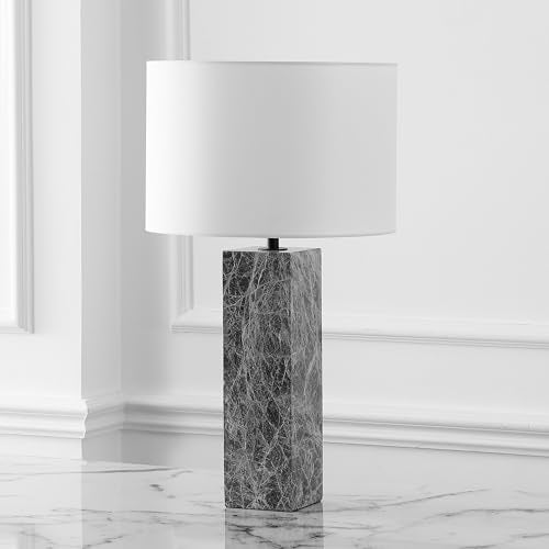 SAFAVIEH Couture Lighting Collection Poloma Grey/White 27-inch Dimmable Table Lamp for Bedroom Living Room Home Office Desk Nightstand (LED Bulb Included)
