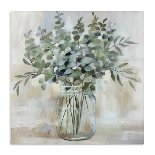 Soothing Eucalyptus Herb, 30 x 30 Inch Canvas Wall Art - color: Eucalyptus Mason Jar, size: 30"L x 30"W