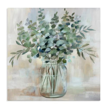 Soothing Eucalyptus Herb, 24 x 24 Inch Canvas Wall Art - color: Eucalyptus Mason Jar, size: 24"L x 24"W