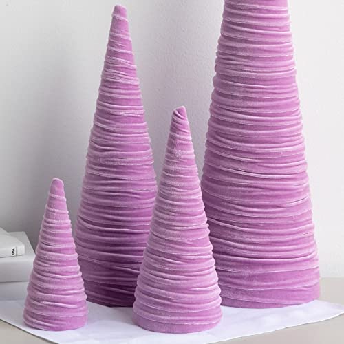 Your Heart's Content Set of 4 Velvet Trees, Lavender Mantel Accent, Valentine's, Holiday Tree Tabletop, Coquette Home Decor, Teen Girls Room, Wedding Centerpiece (Lavender) - color: Lavender