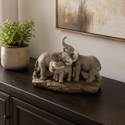 Comfy Hour 9.2 Inch Elephant Statue, Family Decor, 1 Unit - color: Earthy Tones