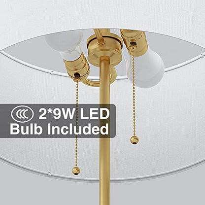 2-Light 3 Color Temperature Mid Century Floor Lamp for Living Room - color: Black & Glod