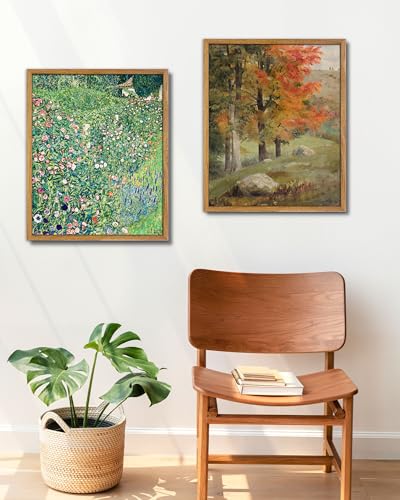 UPWOIGH Gustav Klimt Italian Garden Framed Wall Art, 16 x 24 Inch - color: Green Gustav Klimt, size: 24"L x 16"W