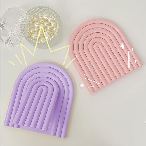 Desk Makeup Mirror,Small Cute Vanity Mirror for Office Cubicle Table,Purple - color: Purple