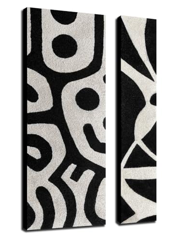 2PCS Hand-Painted Minimalist Abstract Wall Art for Living Room Bedroom - color: Black, size: 16"L x 47"W