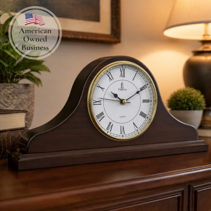 Mantel Clock for Fireplace, Solid Wood Silent Non-Chiming Mantle Clock - color: Dark Brown