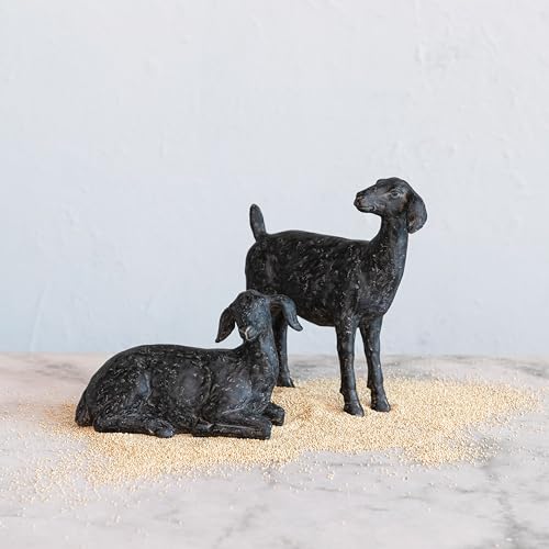 Creative Co-Op Resin Standing Goat Accent Décor with Cast Iron Finish, Black - size: 9-1/4"L x 3"W x 9-1/4"H