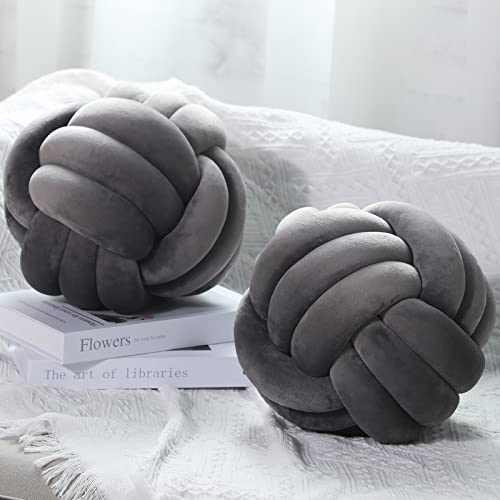 Namalu 7.87 Inches 2 Pcs Knot Pillow Decorative Throw Pillow, Dark Gray - color: Dark Gray, size: 7.87 Inches