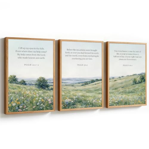 KAlRNE Scripture Wall Art Botanical Green Print Bible Verse Set-16’’X24’’X3 - color: Natural Christian, size: 16"Lx24"W