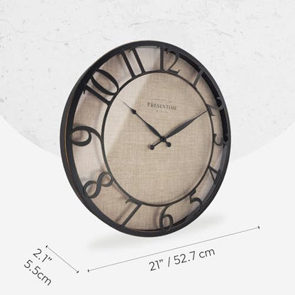 Presentime 21" Farmhouse Series Wall Clock - color: Oil Rubbed Antique Bronze, size: 21 inch