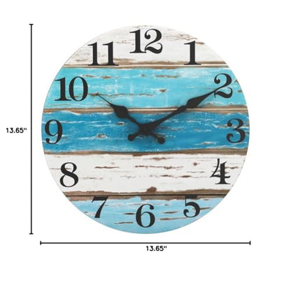 CHYLIN Wall Clock Beach 12" Coastal Silent Non-Ticking Battery Operated - color: A-blue,white, size: 12 Inch
