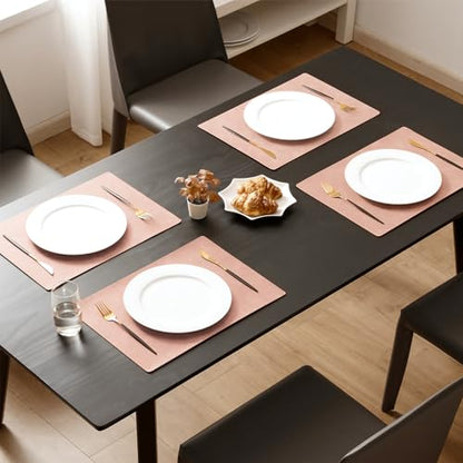 MOSAYT Vinyl Faux Leather Placemats, Set of 6, Pink - color: Pink