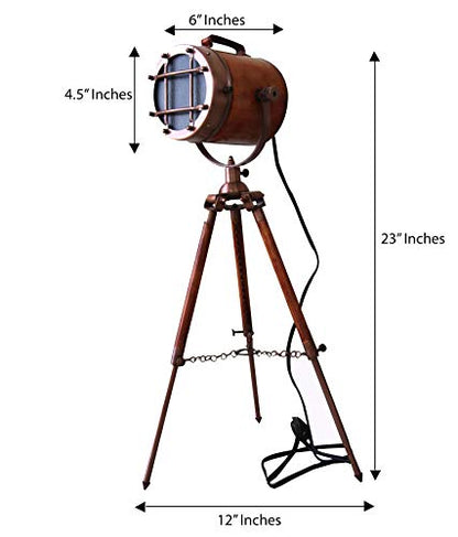 Marine Vintage Low Floor Lamp Antique Studio Model Searchlight with Tripod